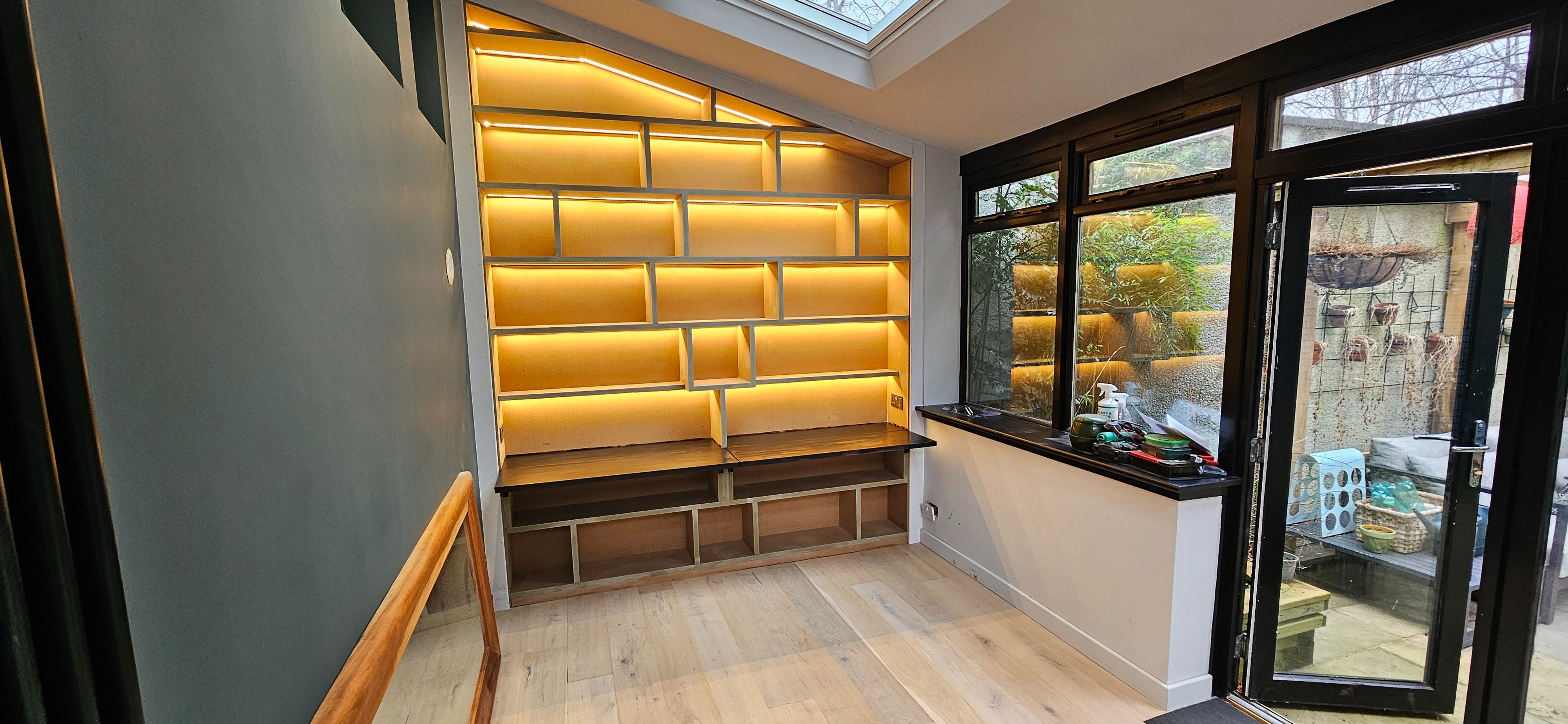 LED-lit contemporary bookcase