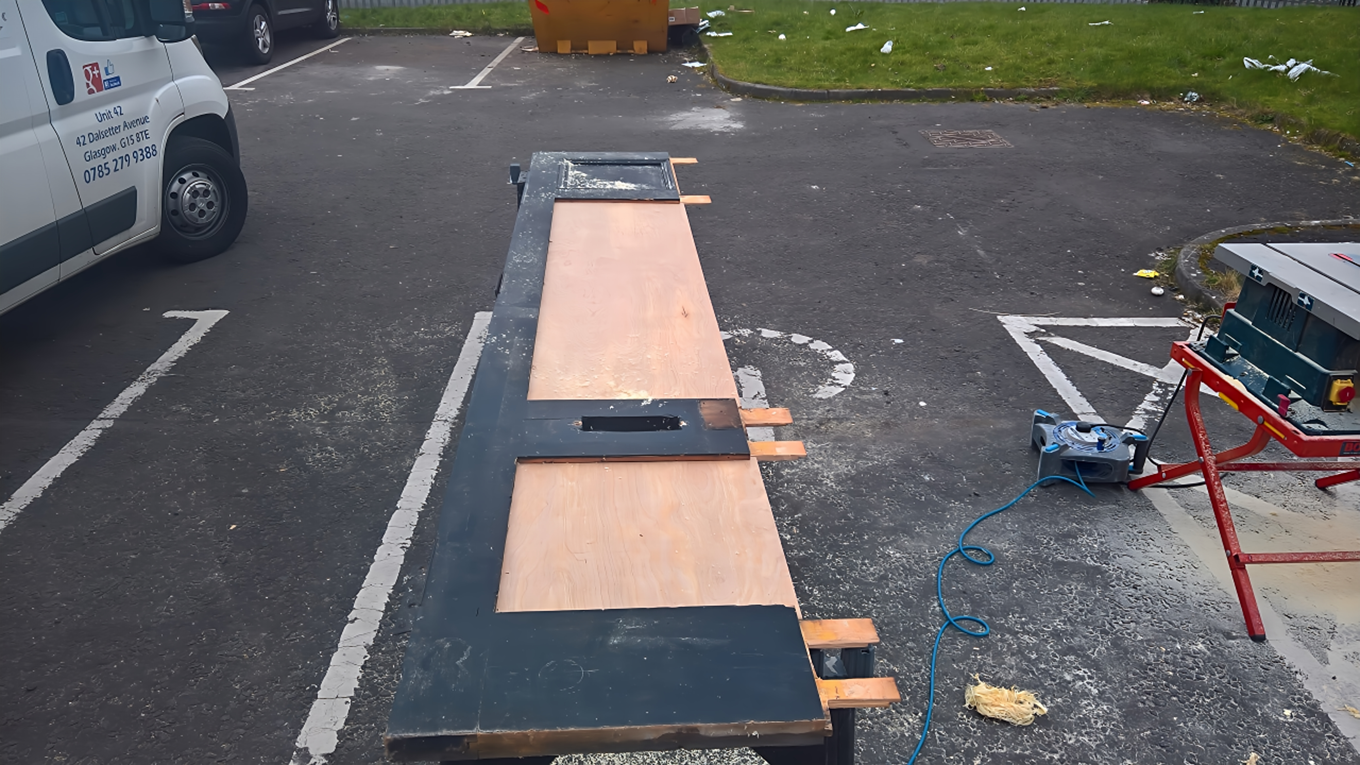 Large exterior entrance door repair and weather seal refitting Glasgow