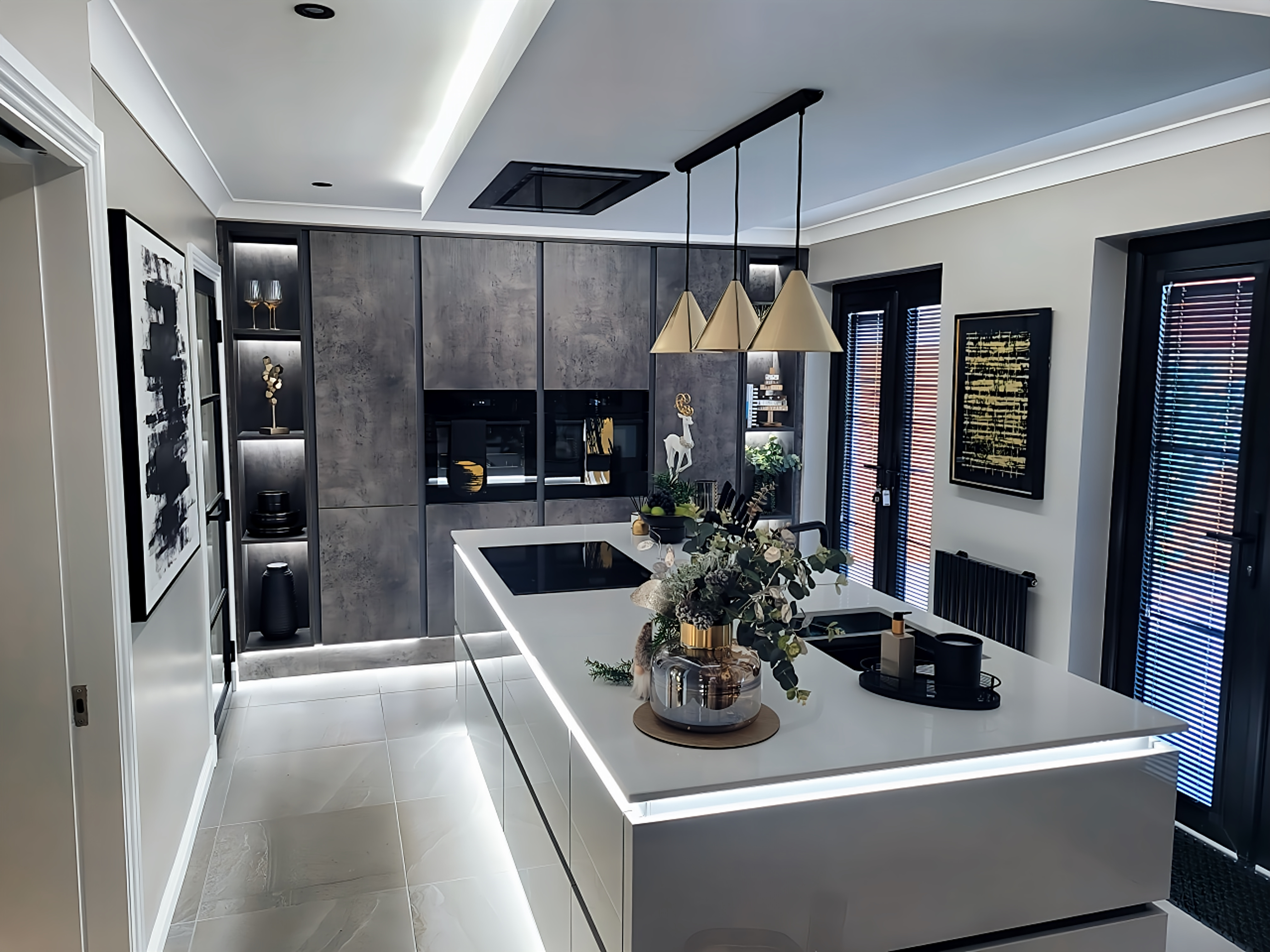 Recessed under cupboard ambient task lighting tracks