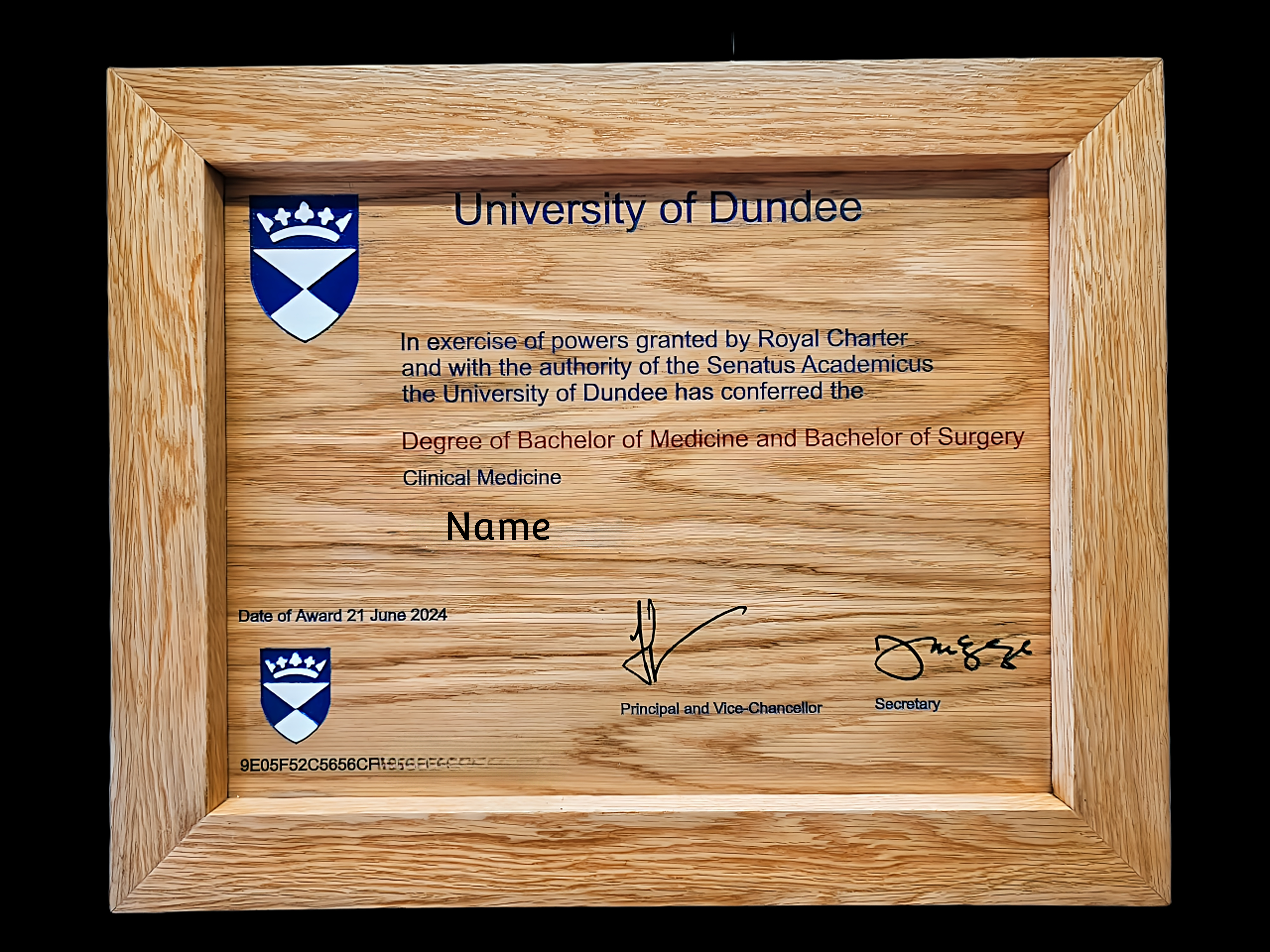 Custom Carved Wood University Degree Plaque