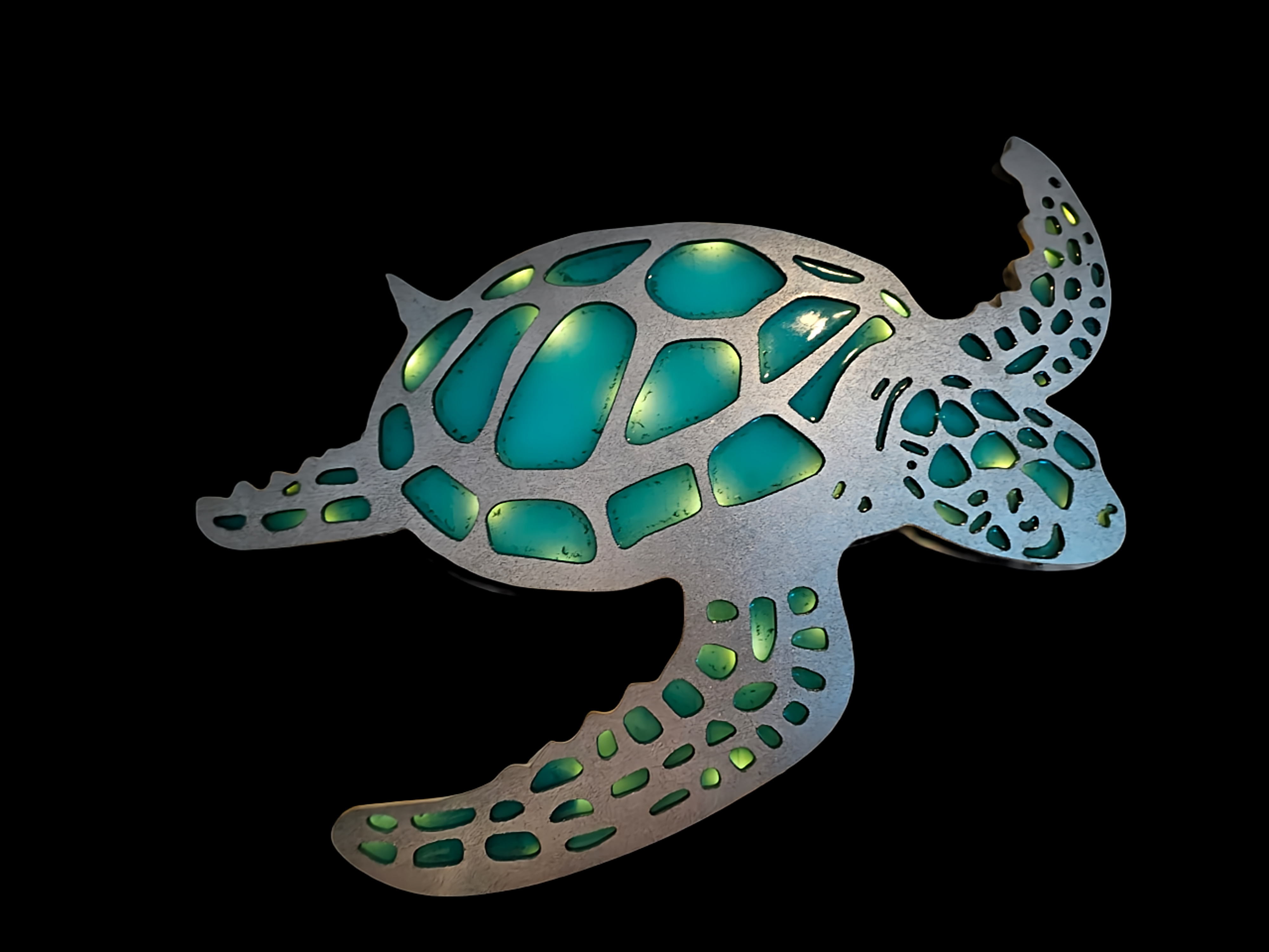 Detailed Sea Turtle Organic Wood Carving
